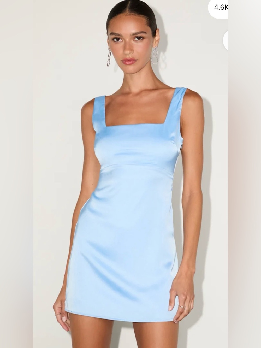 NWT Lulu’s Truly the Cutest Light Blue Satin Square Neck Mini Dress Sz XS - Picture 2 of 9